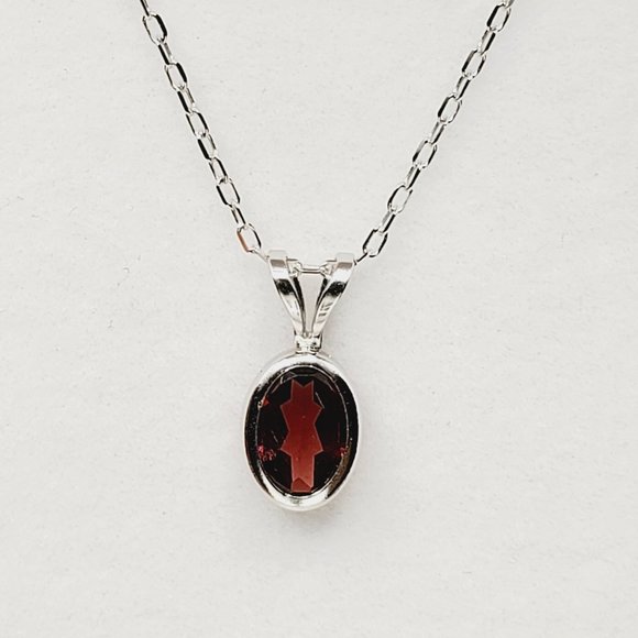 14K White Gold Garnet 7x5mm Pendant - Picture 7 of 10